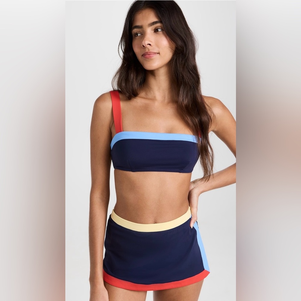 STAUD Navy and Red Liv Bikini Top - size XS